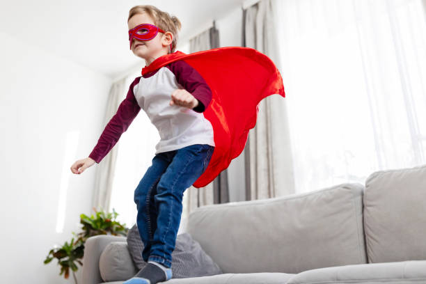 istock Little Superhero in Flight Indoors 2081637992