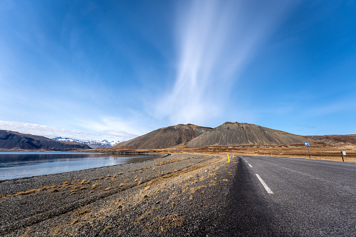 Asphalt road on the Snaefellsnes peninsula, Iceland