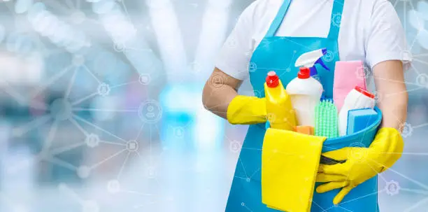Photo of Concept of providing cleaning services .