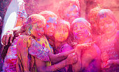 Group of Friends Celebrating Holi in Jaipur, India