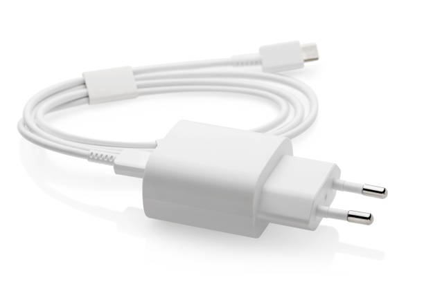 istock Charger block with white wire isolated on white background 2081718680