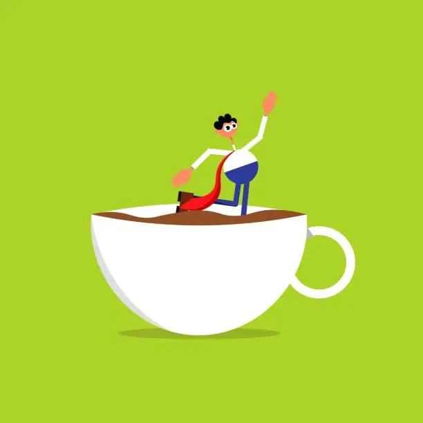 Vector illustration of Morning coffee in the office