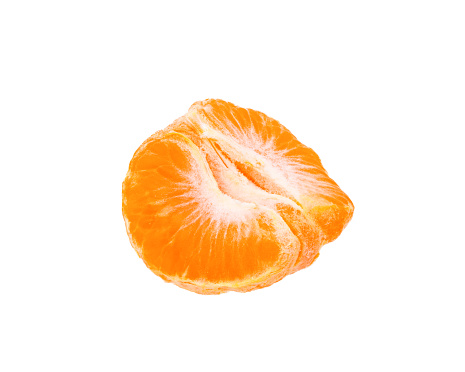 Tangerines, mandarin slices isolated on white background. Orange fruit.