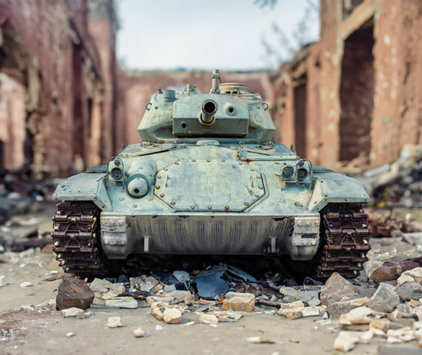 old tank abandoned in the countryside of Samothraki island, Greece