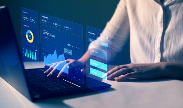 istock Dashboard Account digital. Crypto wallet KPI Dashboard on virtual screen. Businessman analysing finance data graph on stock market. Financial management technology. 2081764948