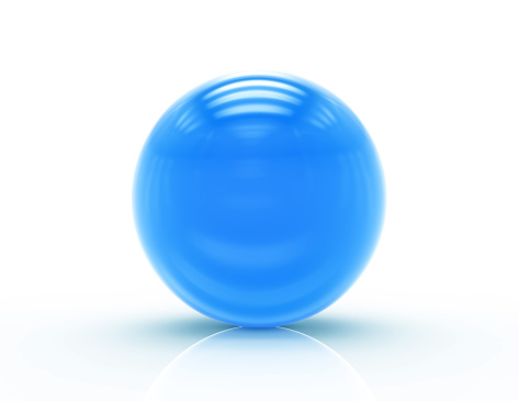 Blue glass sphere on white