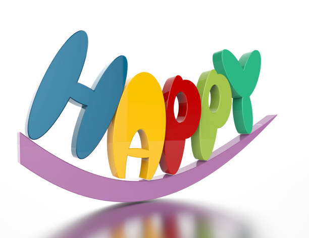 Happy. Written word Happy on a white background