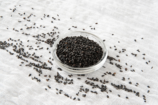 Close-up of black sesame seeds