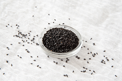 Close-up of black cumin seeds