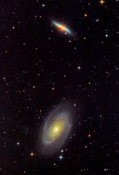 Bodes galaxy and the cigar galaxy, 12 million light years away.