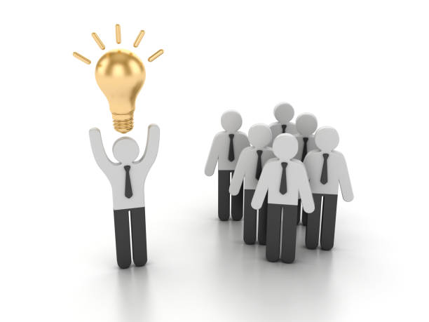 Light Bulb with Pictogram People - Color Background - 3D Rendering