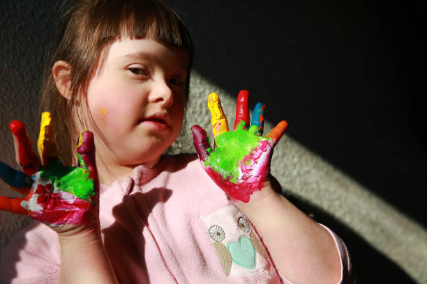 istock Cute little girl with painted hands 2081931653
