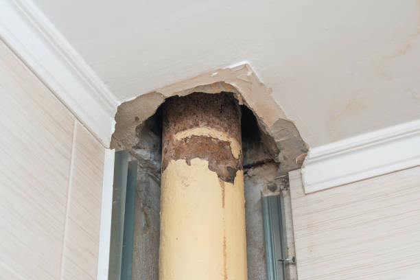 istock Old leaking sewer pipe in a residential building. Replacing the sewer system in an apartment 2081940074