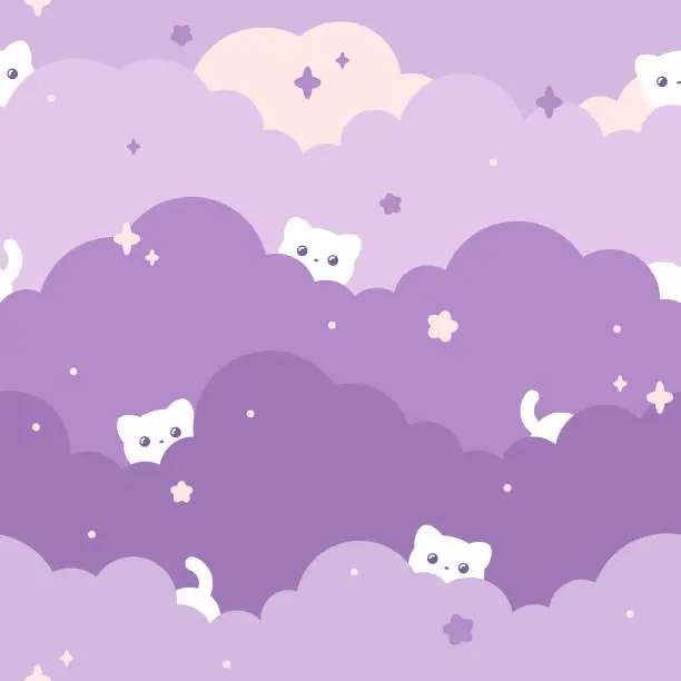 Vector illustration of Cute purple sky pattern