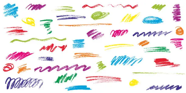 Vector illustration of Hand drawn crayon scribbles and scrawls