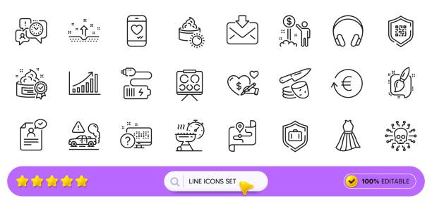 ilustrações de stock, clip art, desenhos animados e ícones de luggage protect, social care and sun cream line icons for web app. pictogram icon. line icons. vector - potato skin audio