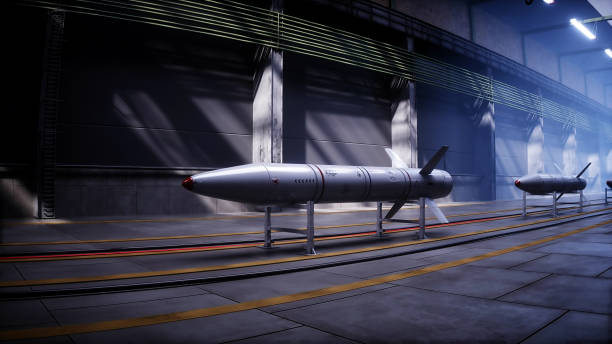 istock Military tactic rocket factory, production line. War concept 3d rendering. 2081982261