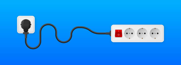 istock Socket Extension cord. Electric Power outlet plug. Current equipment with different ports connectors. Vector illustration. 2081993998