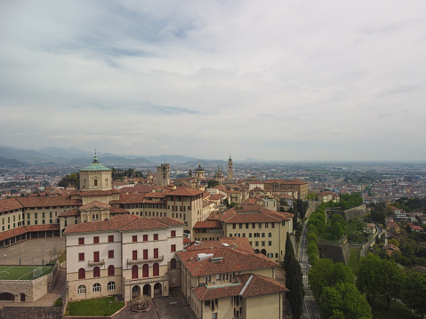 Bergamo, Italy. The old town. Landscape at the ancient gate Porta San Giacomo