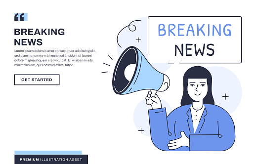 Breaking News Illustration for Landing Page and Web Banner Template