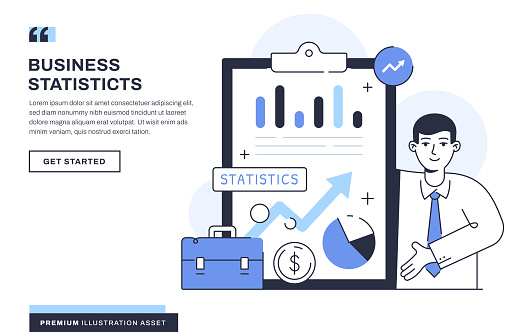 Business Statistics Illustration for Landing Page and Web Banner Template
