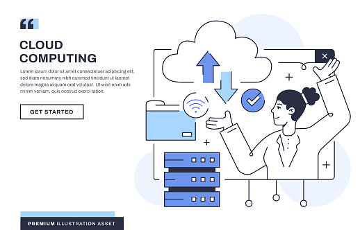 Cloud Computing Illustration for Landing Page and Web Banner Template
