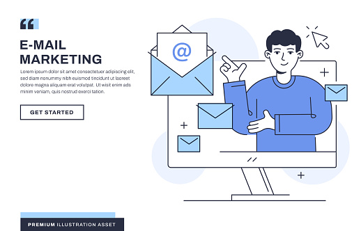 E-mail Marketing Illustration for Landing Page and Web Banner Template