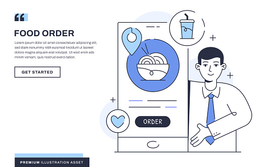 Food Order Illustration for Landing Page and Web Banner Template