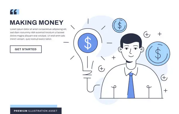 Vector illustration of Making Money Illustration