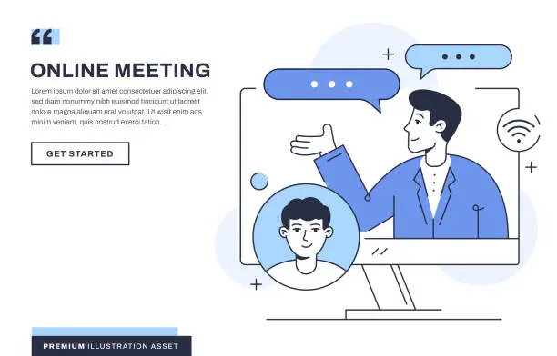 Vector illustration of Online Meeting Illustration