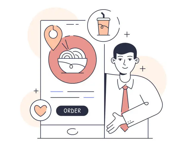 Vector illustration of Online Food Order illustration