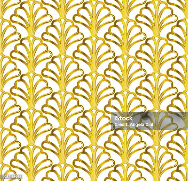 Gold Repeat Pattern Gold Art Deco Seamless Repeat Pattern On White Background Stock ...