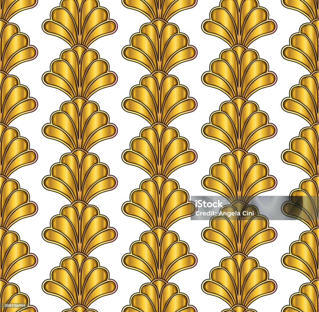 Gold Repeat Pattern Gold Art Deco Seamless Repeat Pattern On White Background Stock ...