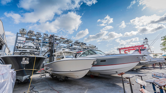 Boats stored and protected in a Miami marina.
