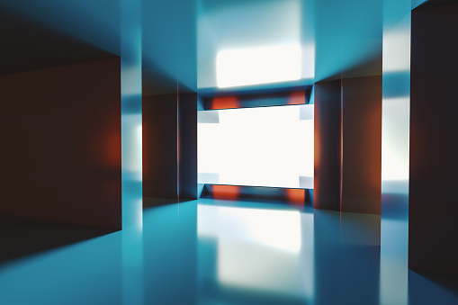 Empty futuristic corridor. 3D generated image.