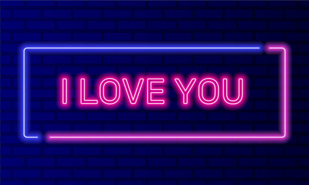 istock Neon sign i love you in speech bubble frame on brick wall background vector. Light banner on the wall background. I love you button care and compliments, design template, night neon signboard 2082192129