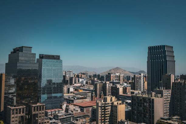 Santiago de Chile, Chile - October 4, 2014: General landscape view of Santiago downtown.
