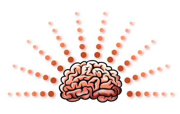 Vector illustration of Human brain with circle of dots illustration