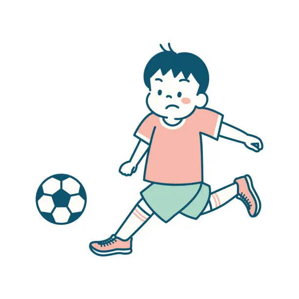Vector illustration of Vector illustration of boy playing soccer