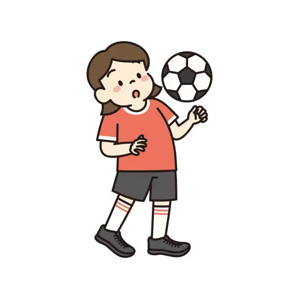 Vector illustration of Vector illustration of girl trapping soccer ball