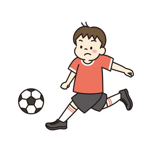 Vector illustration of Vector illustration of boy playing soccer