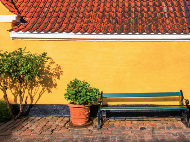 Abstract quaint colorful bench resting spot