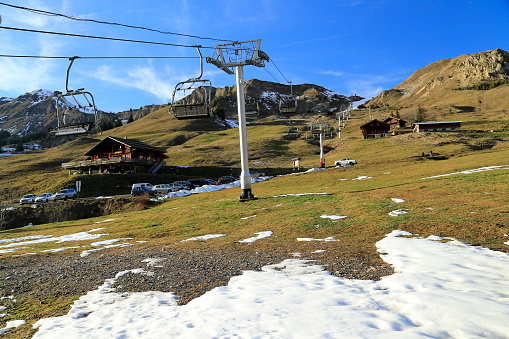 Grand Bornand ski resort, snowless in January 2023.