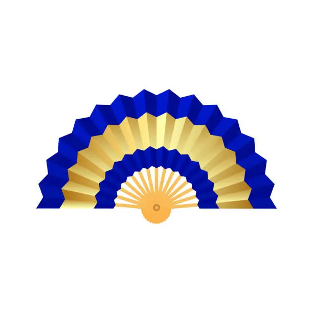 Vector illustration of Vector isolated chinese fans illustration. blue folding fans