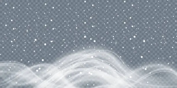 Vector illustration of Cold winter wind texture. Holiday vector blizzard. Christmas effect of a cold blizzard. Vector PNG