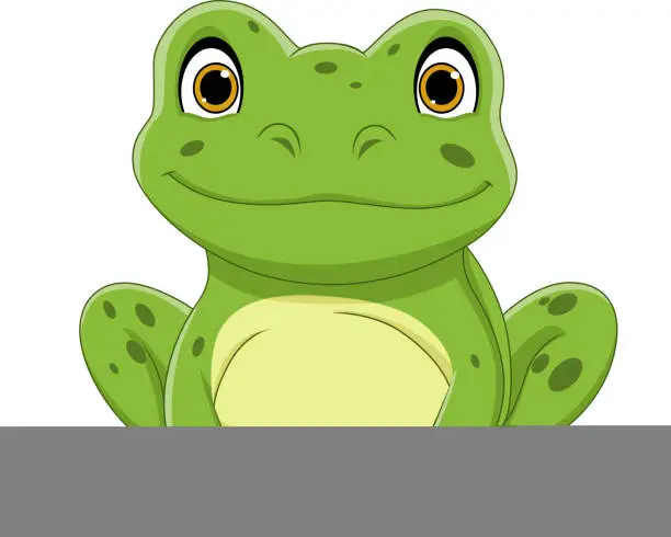 Vector illustration of Cute frog cartoon on white background
