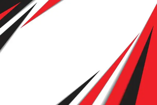 Vector illustration of Abstract background in red, white and black colors, artistic style with sharp shapes and shadows. Vector illustration.