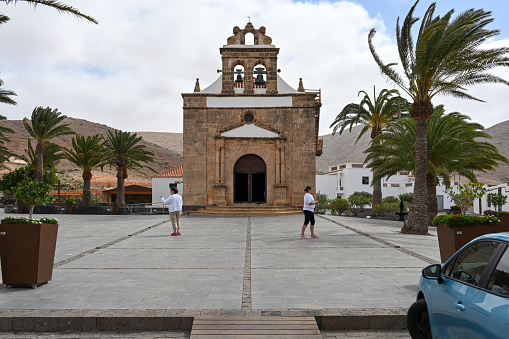 Vega de Rio Palmas, Fuerteventura, Spain, February 27, 2024 - The old church \