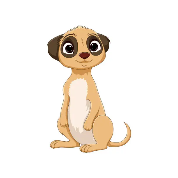 Vector illustration of Cute meerkat cartoon on white background