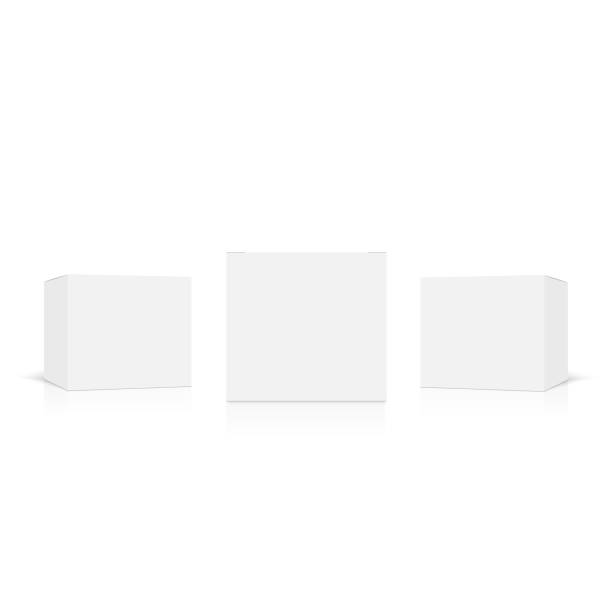 Realistic white box packaging isolated on white background. Vector Realistic white box packaging isolated on white background. Vector illustration cardboard box mockup stock illustrations